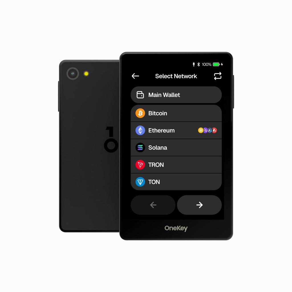 OneKey Pro Crypto Cold Wallet – Air-gapped, Offline Keys, 4× EAL6+ Secure Elements, 3.5" Touchscreen, Fingerprint Unlock, Bluetooth/USB-C, Supports 10,000+ Coins & NFTs (Black)