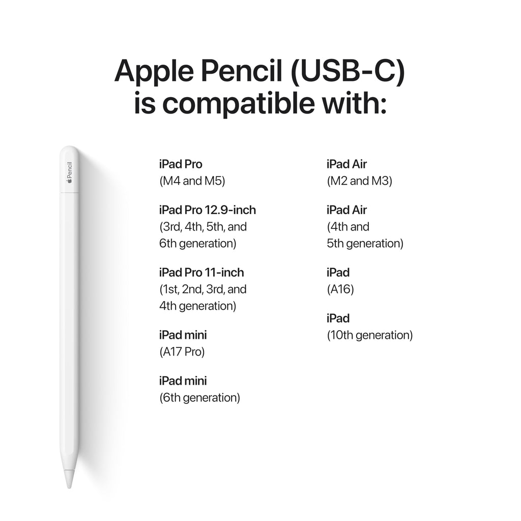 Apple Pencil (USB-C): Device Compatibility Check Required - Pixel-Perfect Precision, Tilt Sensitivity, Perfect for Note-Taking, Drawing, and Signing Documents. Charges and Pairs with USB-C