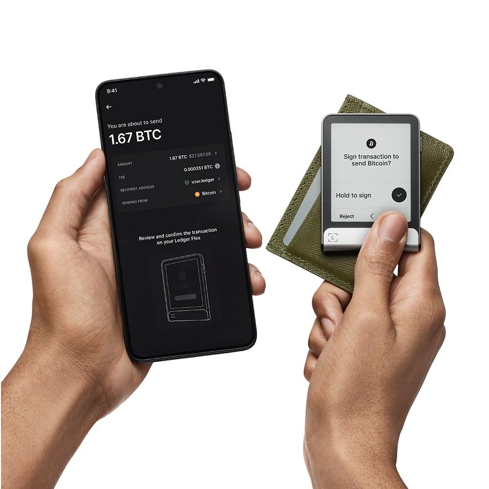 Ledger Flex + Magnet Folio (Bundle) - Now Including Ledger Recovery Key - Discover The World's Most intuitive Hardware Wallet, Enhanced with a Quick, Easy Backup Access