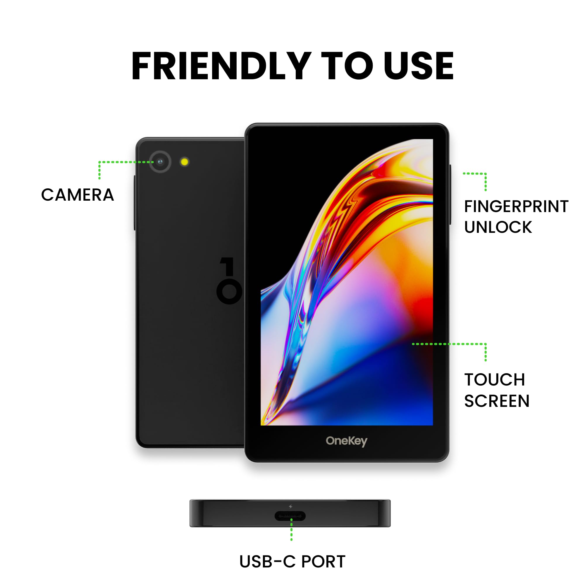 OneKey Pro Crypto Cold Wallet – Air-gapped, Offline Keys, 4× EAL6+ Secure Elements, 3.5" Touchscreen, Fingerprint Unlock, Bluetooth/USB-C, Supports 10,000+ Coins & NFTs (Black)