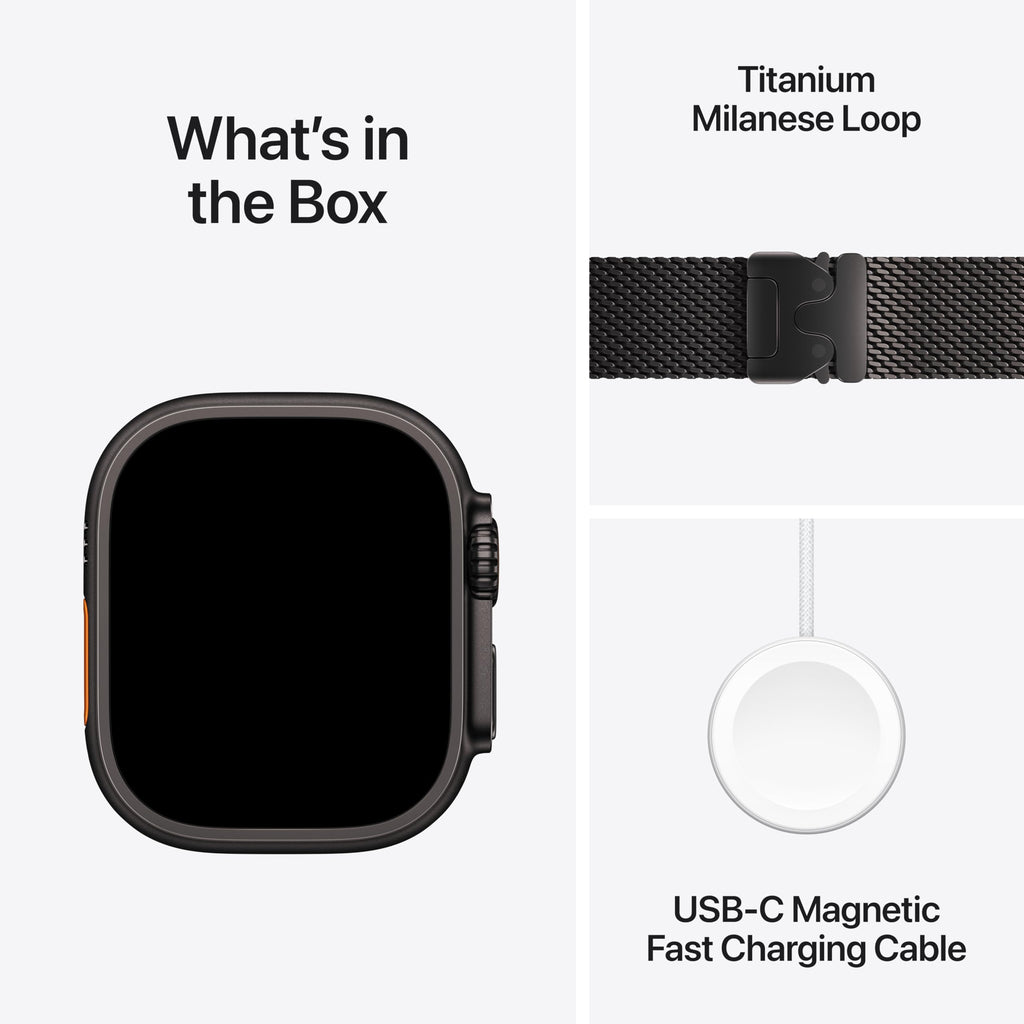 Apple Watch Ultra 3 [GPS + Cellular 49mm] Running & Multisport Smartwatch w/Rugged Titanium Case w/Black Titanium Milanese Loop - S. Satellite Communications, Advanced Health & Fitness Tracking