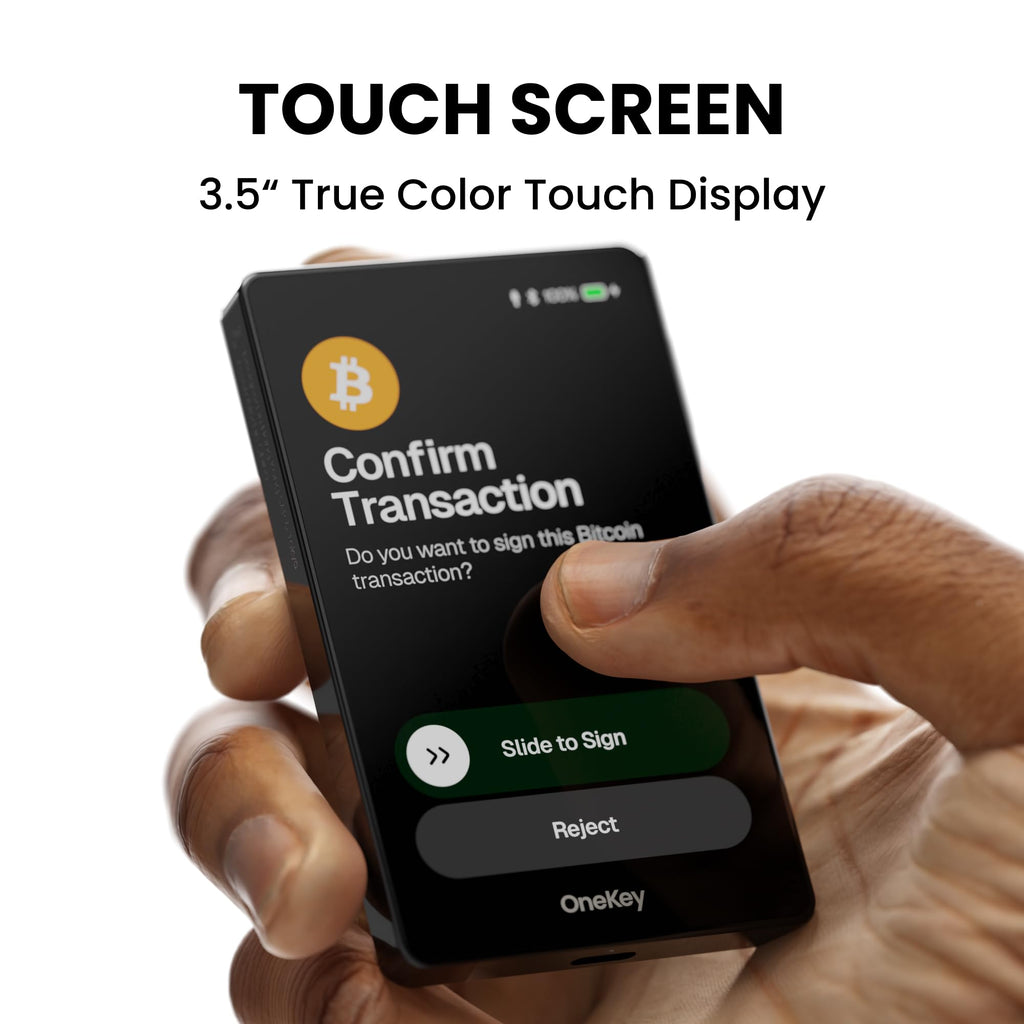 OneKey Pro Crypto Cold Wallet – Air-gapped, Offline Keys, 4× EAL6+ Secure Elements, 3.5" Touchscreen, Fingerprint Unlock, Bluetooth/USB-C, Supports 10,000+ Coins & NFTs (Black)
