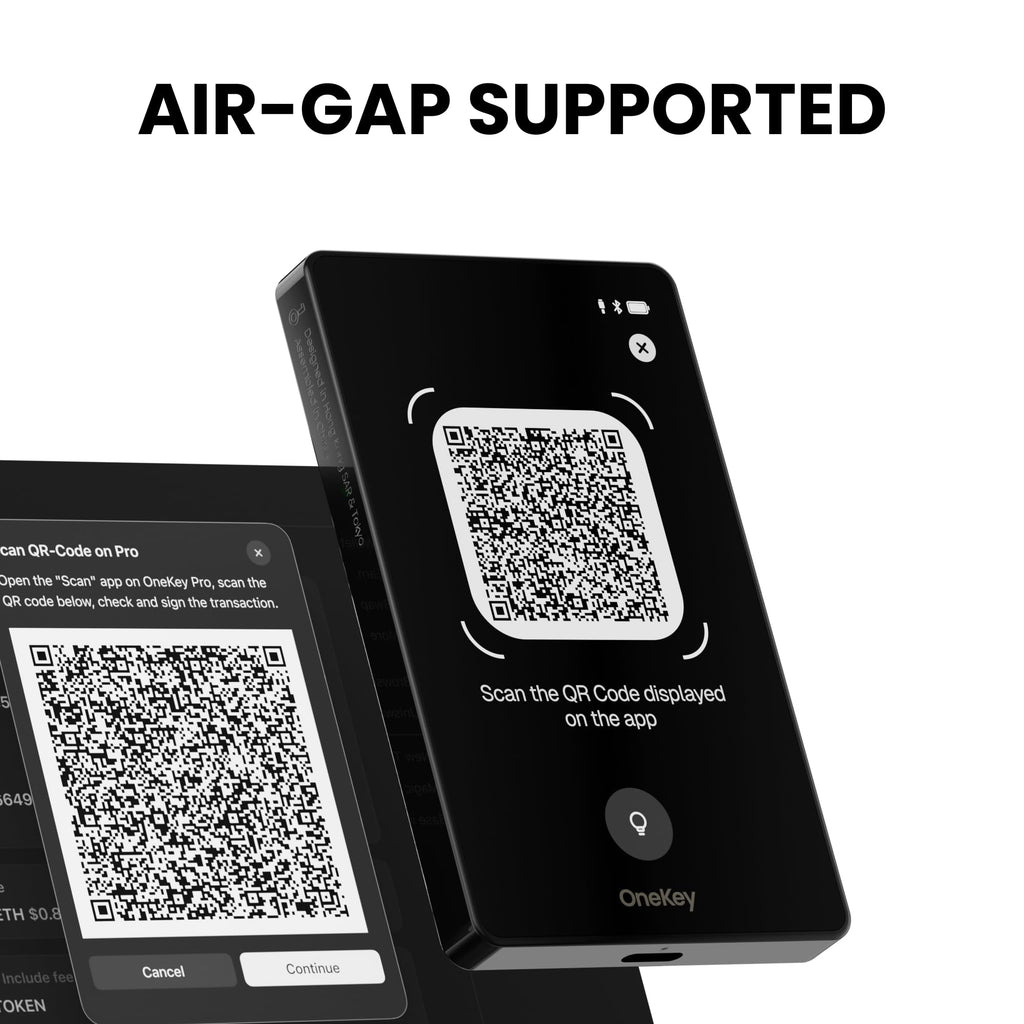 OneKey Pro Crypto Cold Wallet – Air-gapped, Offline Keys, 4× EAL6+ Secure Elements, 3.5" Touchscreen, Fingerprint Unlock, Bluetooth/USB-C, Supports 10,000+ Coins & NFTs (Black)